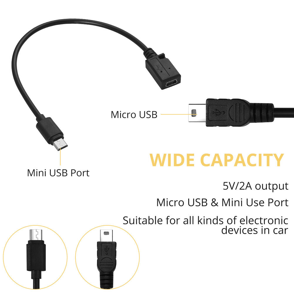 Universal Car Recorder OBD Dash Cam Hard Wire Kit Hardwire Fuse Box 12/24V to 5V