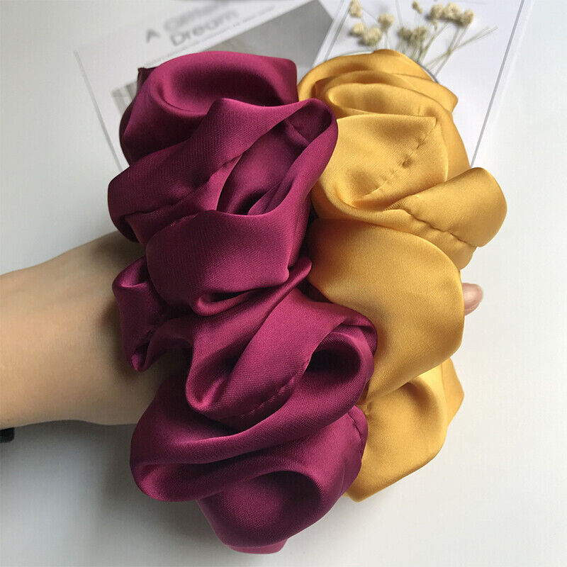 Oversized Elastic Silk Hair Band Ring Rope Tie Womens Simple Satin Scrunchies