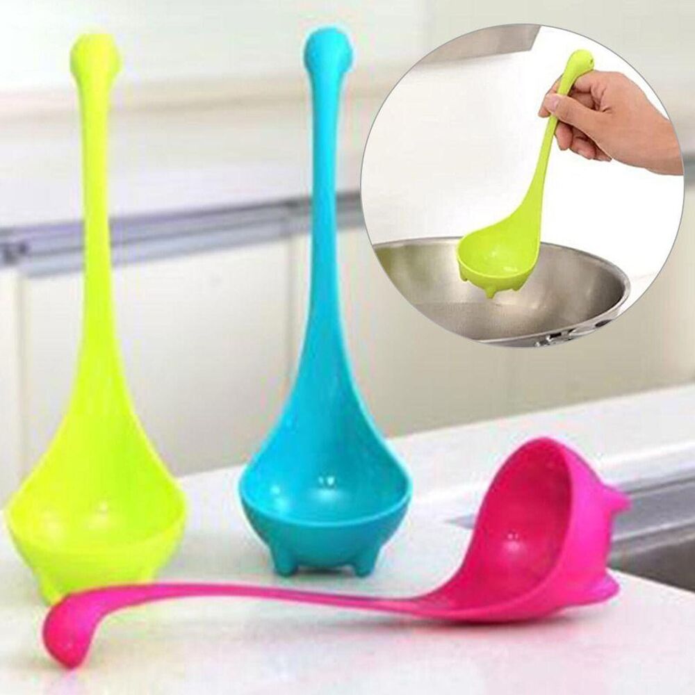 2x Nessie Soup Ladle Long Handle Loch Ness Monster Dinosaur Kitchen Food Spoon