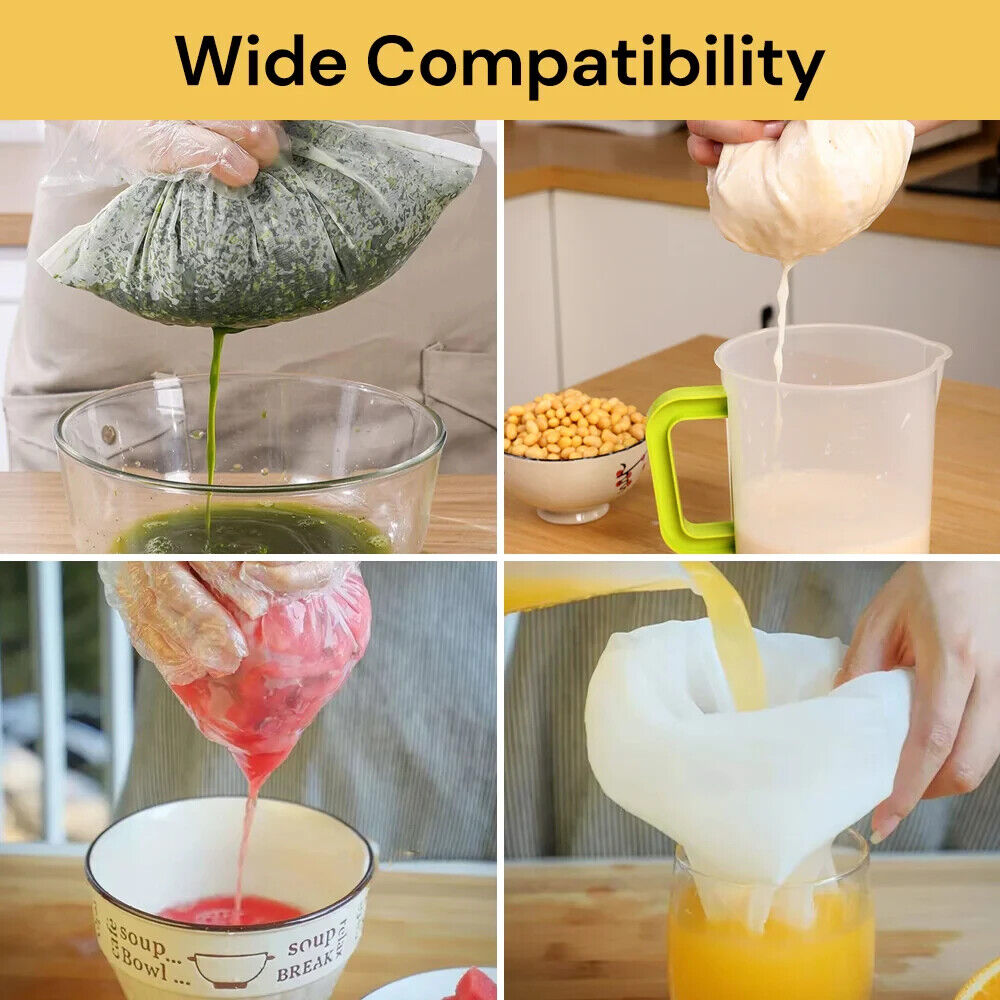 New Organic Nylon Nut Milk Bag Reusable Food Strainer Brew Coffee Cheese Cloth