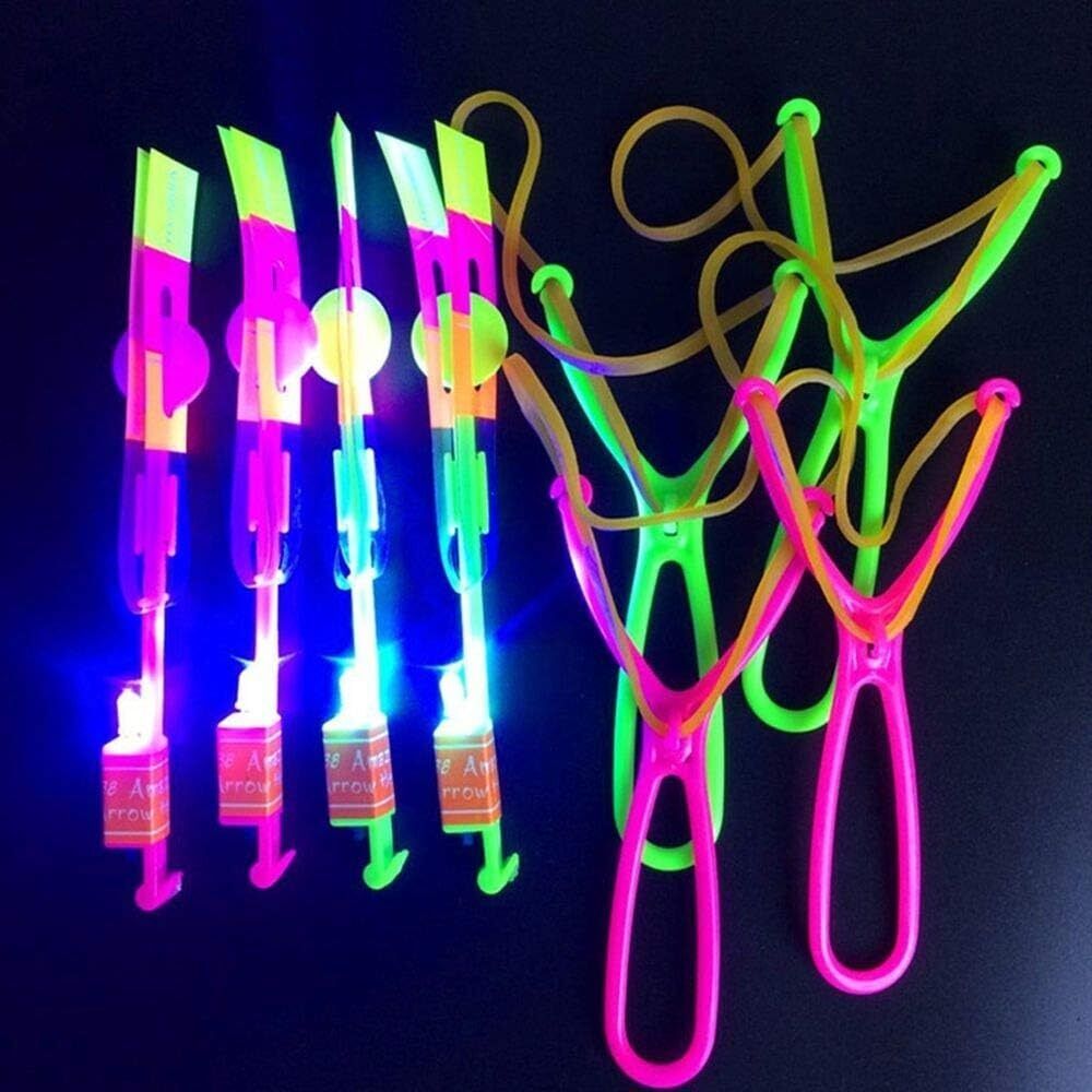 30X Amazing Led Light Arrow Flying Toy Kids Elastic Slingshot Flying Copters