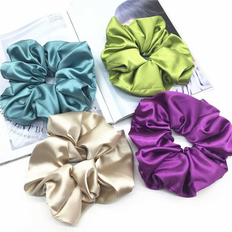 Oversized Elastic Silk Hair Band Ring Rope Tie Womens Simple Satin Scrunchies