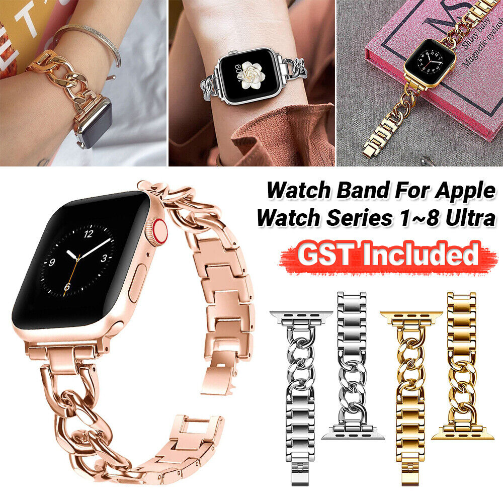 NEWMetal Strap Band For Apple Watch Series 8 7 6 5 4 3 2 1Women Stainless Steel