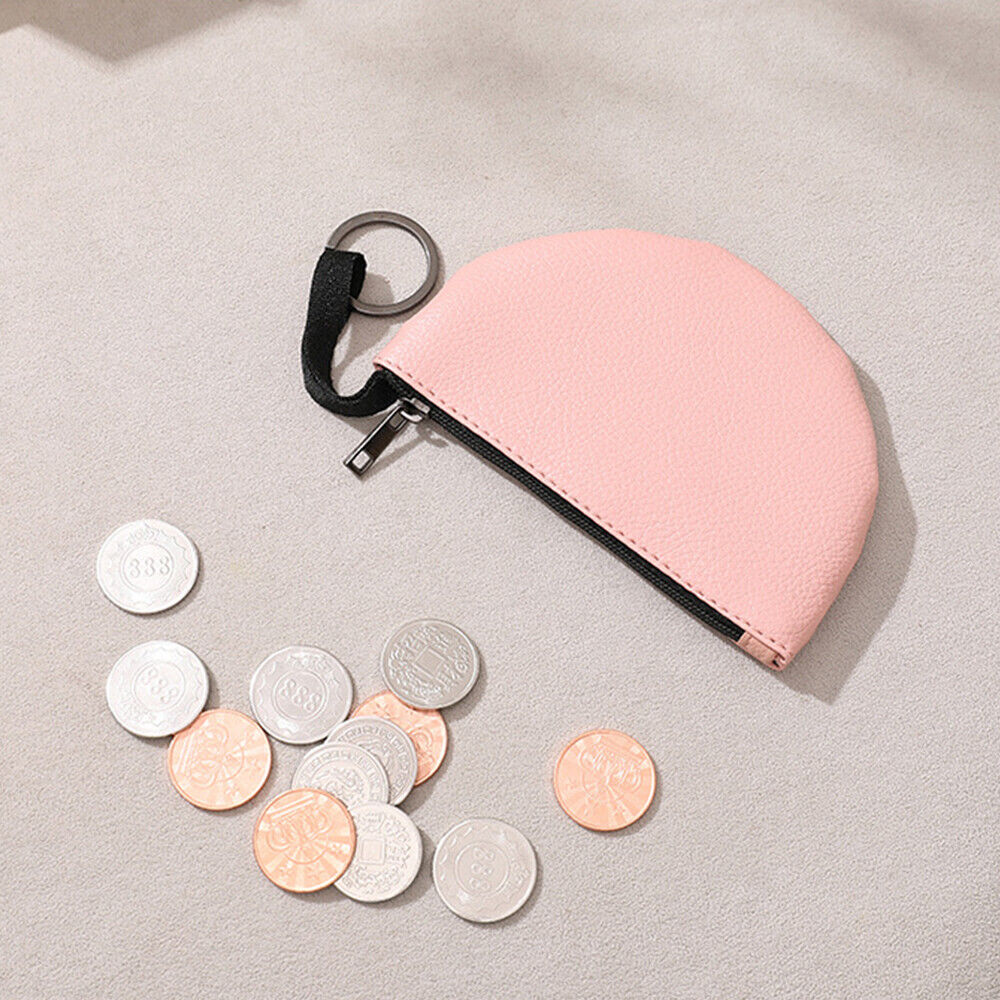 Coin Small Change Bag Card Wallet Pouch Zip Up Key Ring Leather Mini Purse Women