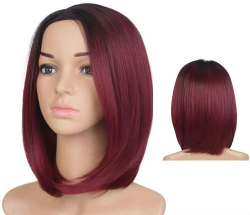 Womens Short Straight Wigs Synthetic Cosplay Bobo Heat Resist Party Dress Full