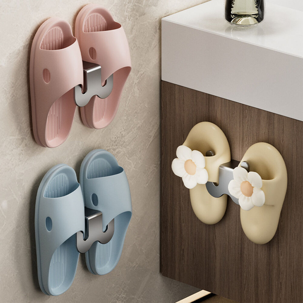 Wall-Mounted Shoe Rack Slipper Hanging Organizer Storage Holder Shelf Hooks