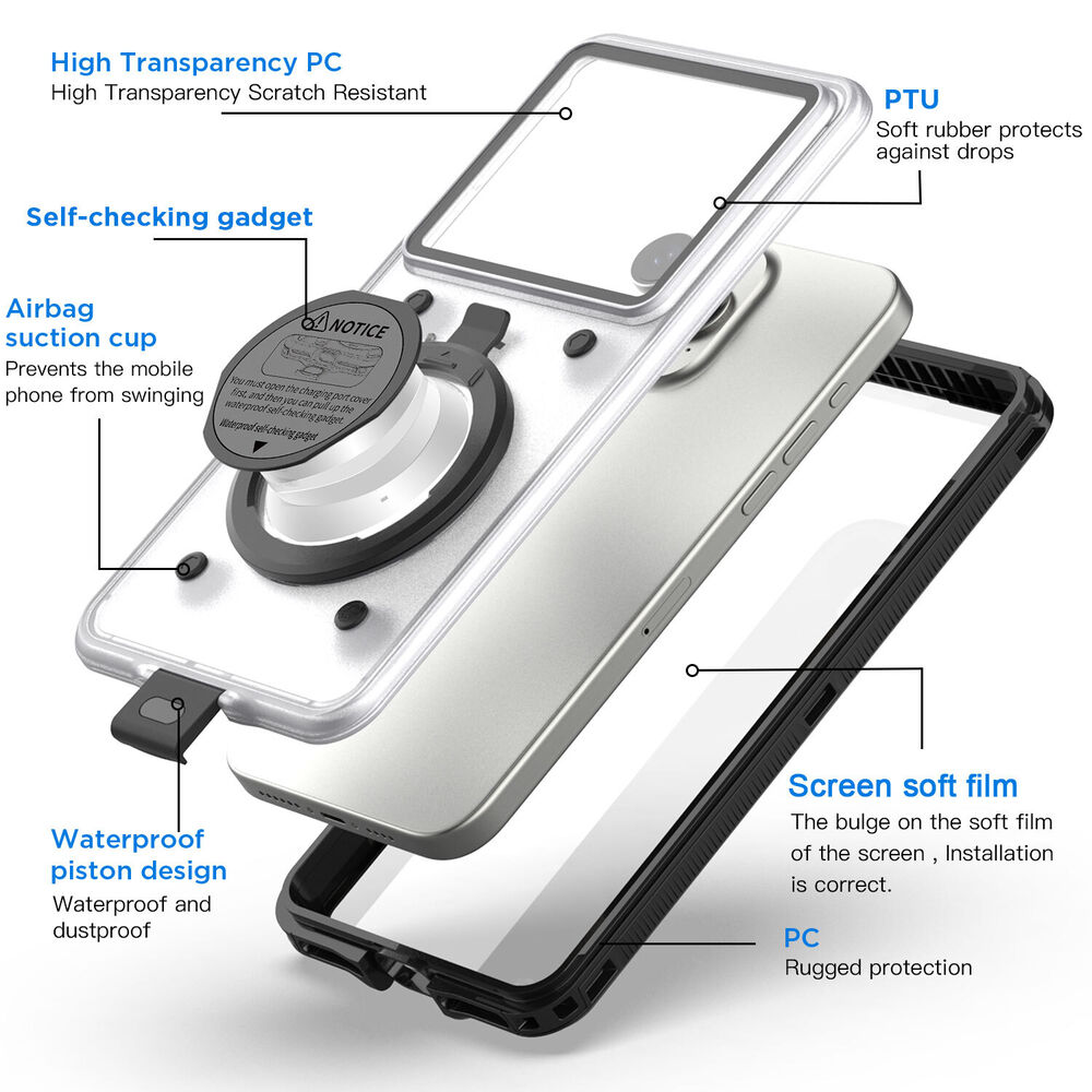 For Samsung Galaxy S24/S23/S22/S21 Ultra Z Flip Waterproof Self Check Case Cover