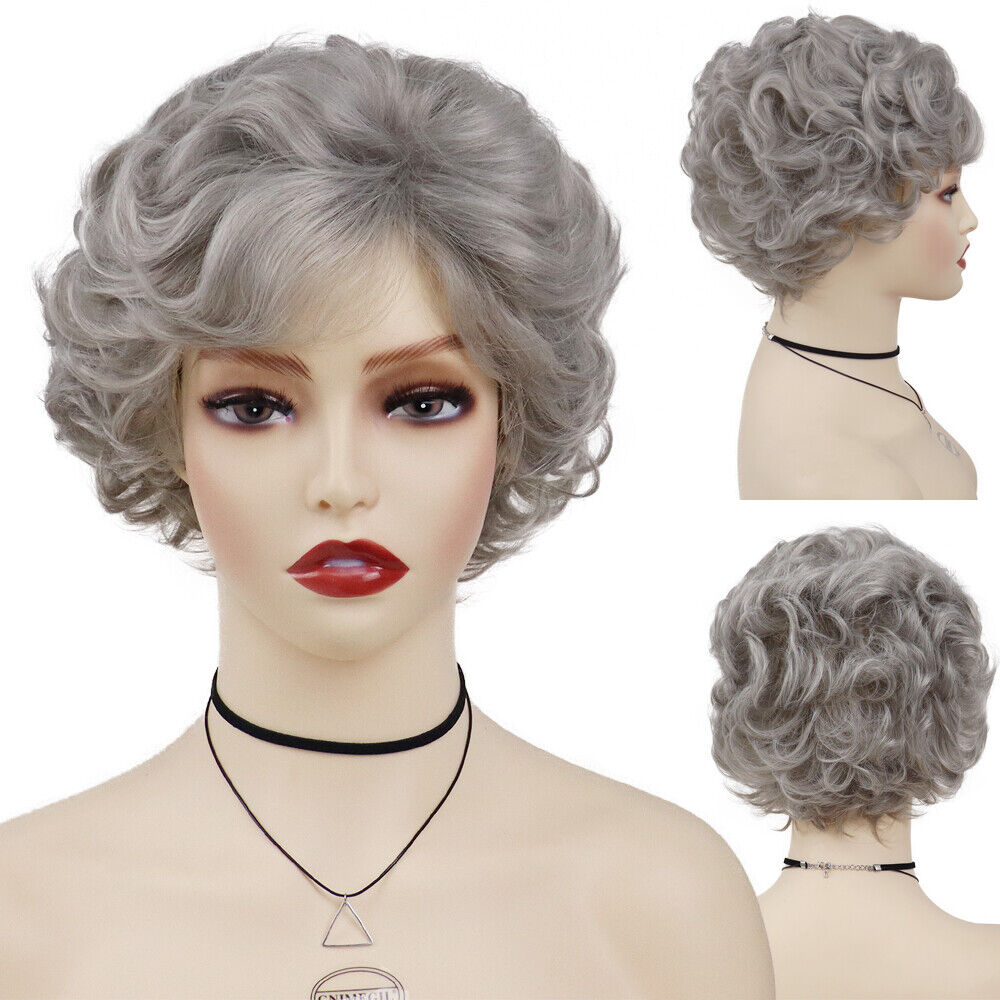 Grandmother Wig Grey Silver Curls Grandma Granny Old Lady Woman Costume Party