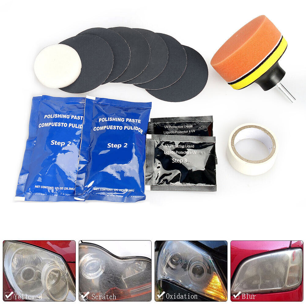 1 set Pro Car Vehicle Headlight Restoration Kit Polishing Sanding Cleaner Repair Tool