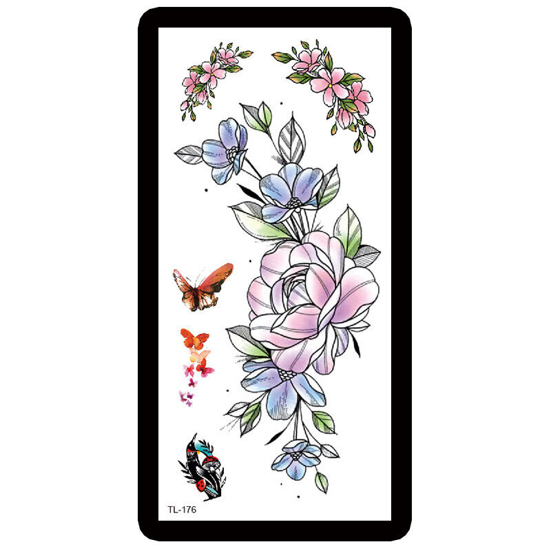 Waterproof Fake Tattoo Sheet Sticker Floral 3D Flowers Body Art Skin Temporary