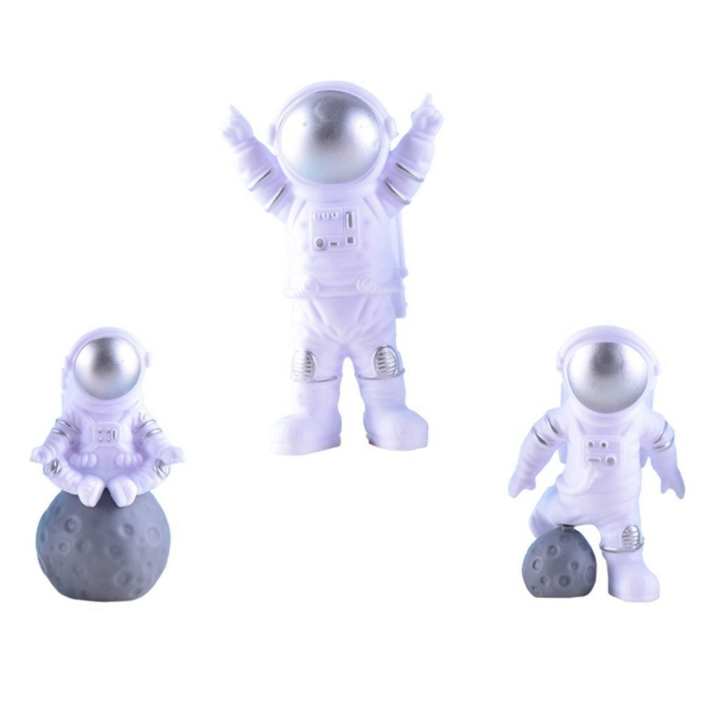 3pcs Party Decoration Space Shuttle Cake Toppers Astronaut Figurine Miniature Rocket