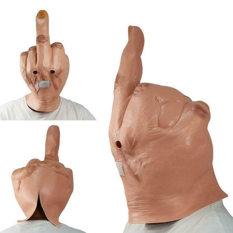 Scary Middle Finger Halloween Mask Full Head Costume Party Cosplay Prop 2021