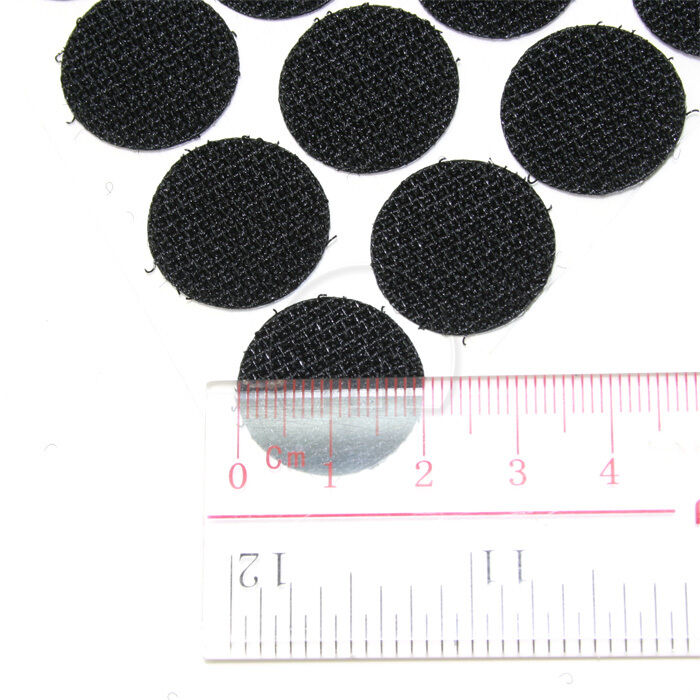 100 pairs Black 20mm (100 Hook, 100 Loop) Adhesive Stick On Coins Dots