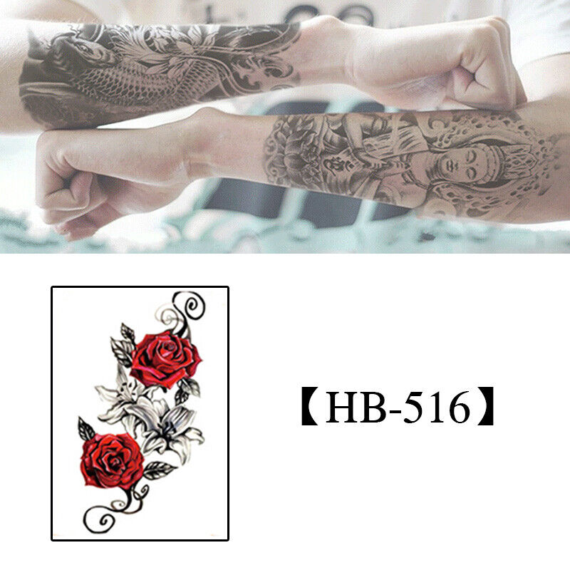 2Pcs Temporary Tattoo Sticker Waterproof Large Fake Tattoos Removable Body Art B