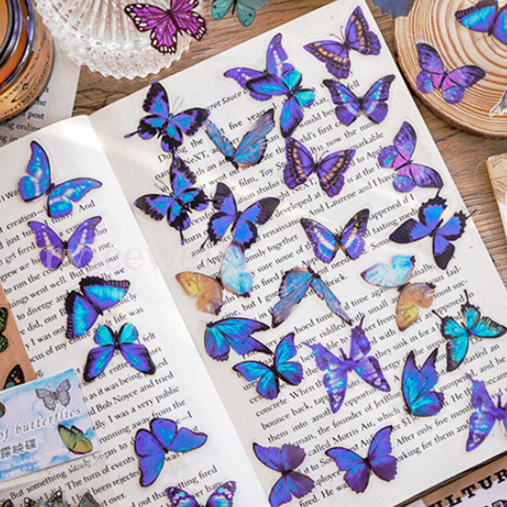 40Pcs 20 Style Butterfly Sticker With Adhesive Planner Album Journal Stationery