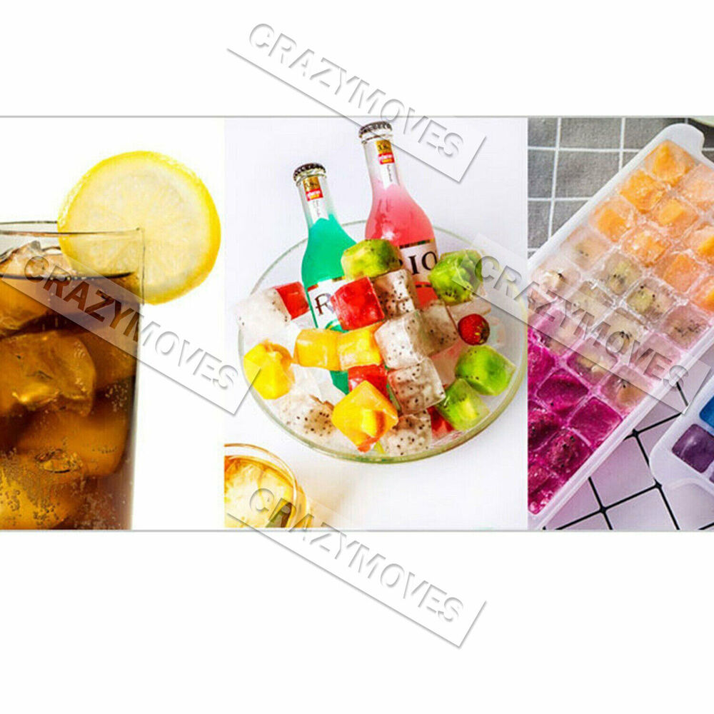 3PCS Silicone 24 Grids Ice Cube Tray With Lid Mold Maker Tool Square Mould