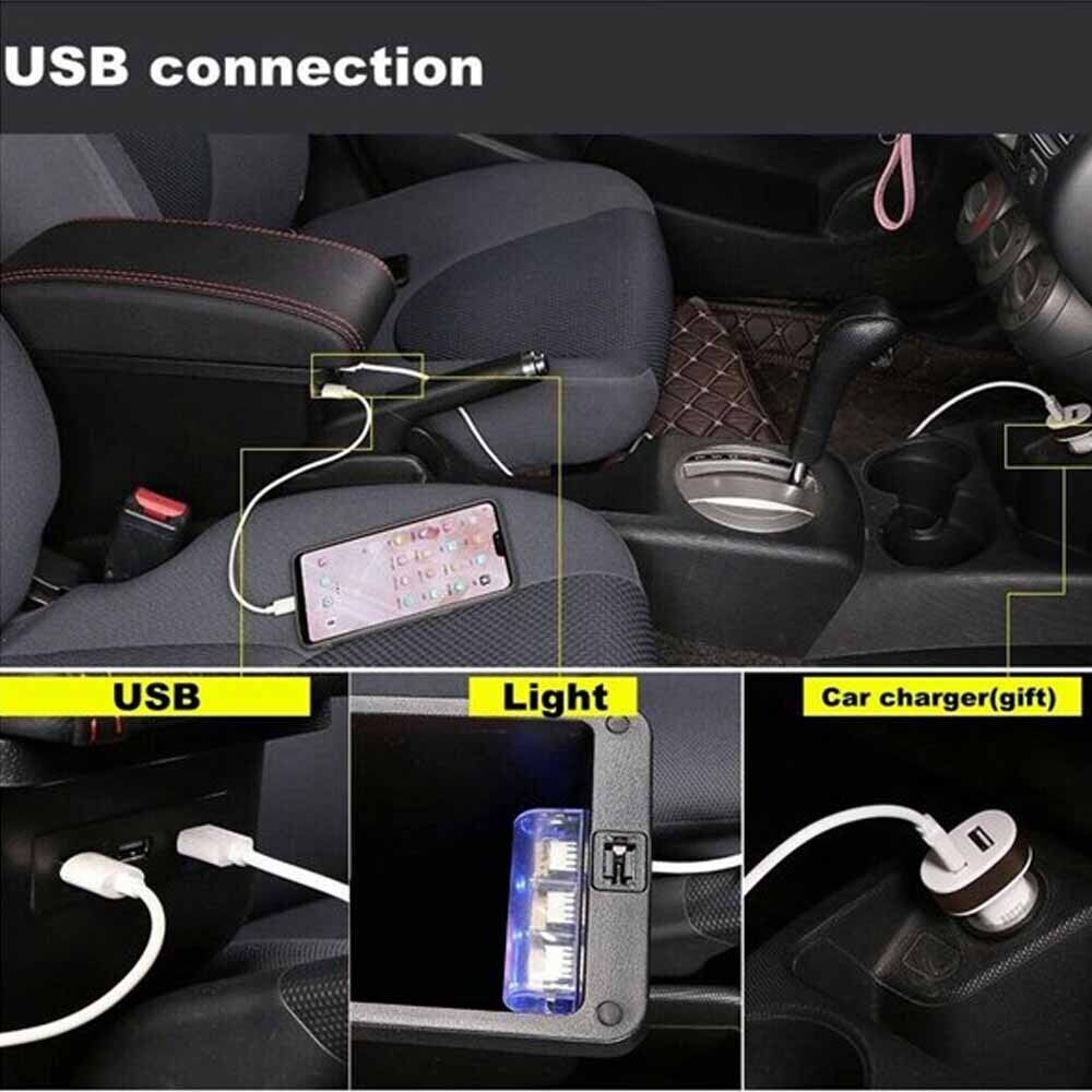 For MG ZS 17-22 Armrest Central Consoles Box Arm Rest With USB Charge White Line