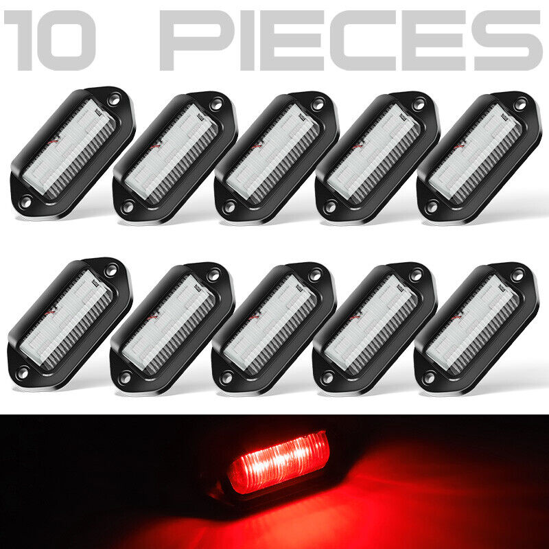 10pcs 6 LED License Number Plate Light Side Lamp for Truck SUV Trailer Lorry 12/24V