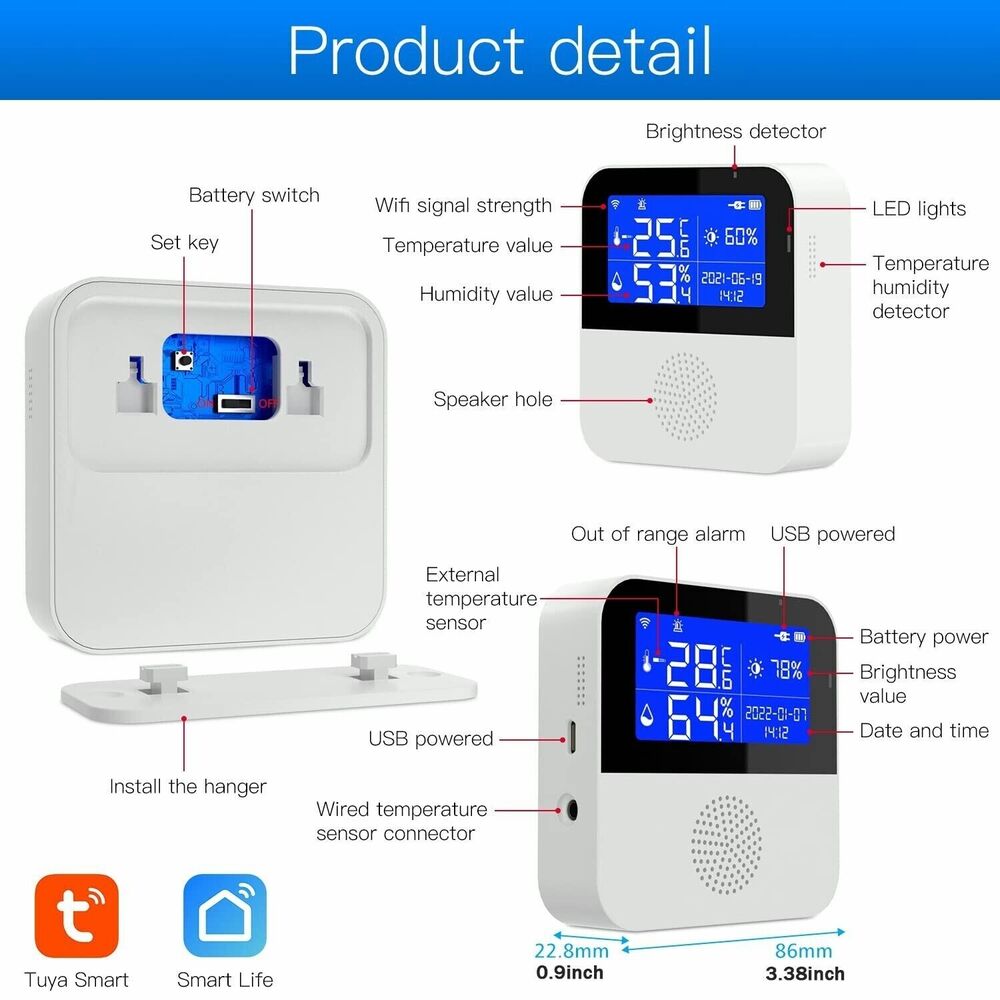 Smart WiFi Wireless Temperature Humidity Sensor Fridge Thermometer Hygrometer