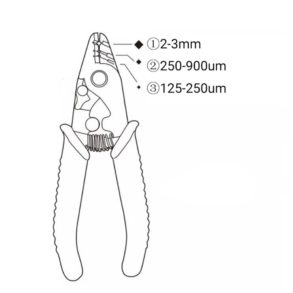 Professional Fibre Optic Stripper Insulated Ｗire Stripper 3 Holes Stripping Tool