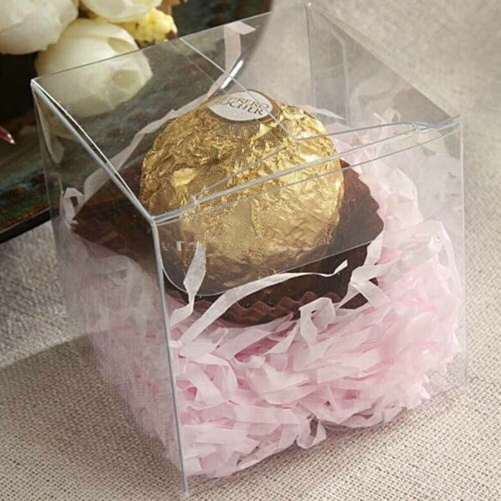 Up To 50X Clear Macaron Square Boxes Bomboniere Wedding Favour Baby 5x5x5 cm