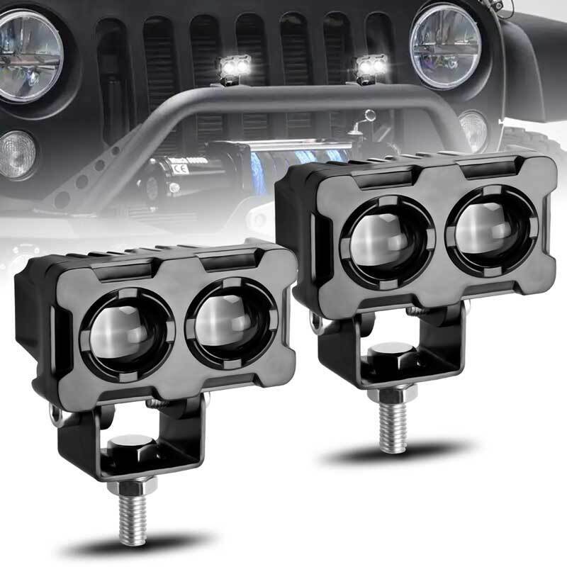 2x Mini Motorcycle LED Spot Light Headlight Driving Fog Lamp White Truck 12V 24V