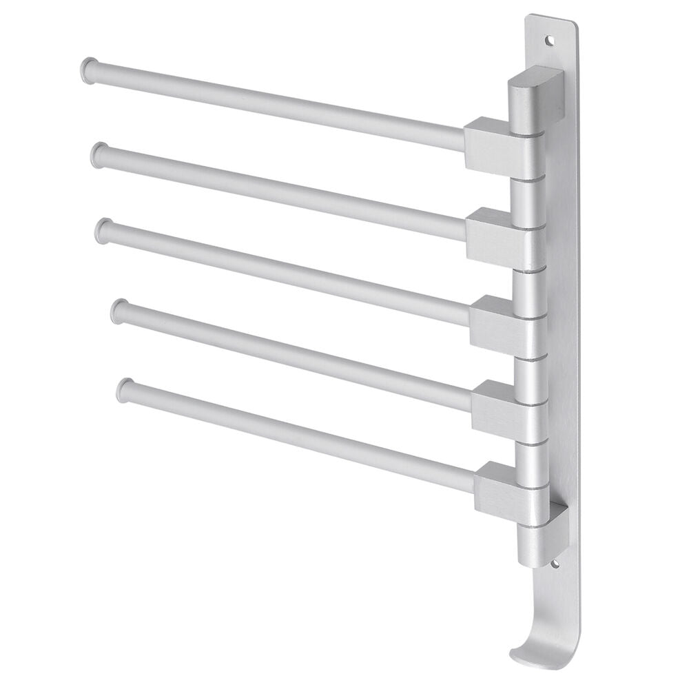 Bathroom 5 Arm Wall Mounted Towel Rail Swivel Rack Kitchen Storage Holder Chrome