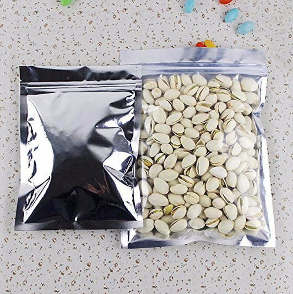 50 x Aluminum Foil Pouch Packing Bag Zip Seal Mylar Self Seal Sliver 100ml Pack of 50