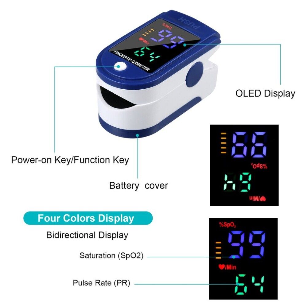 Medical Finger Pulse Oximeter Blood Oxygen Saturation Meter Heart Rate Monitor