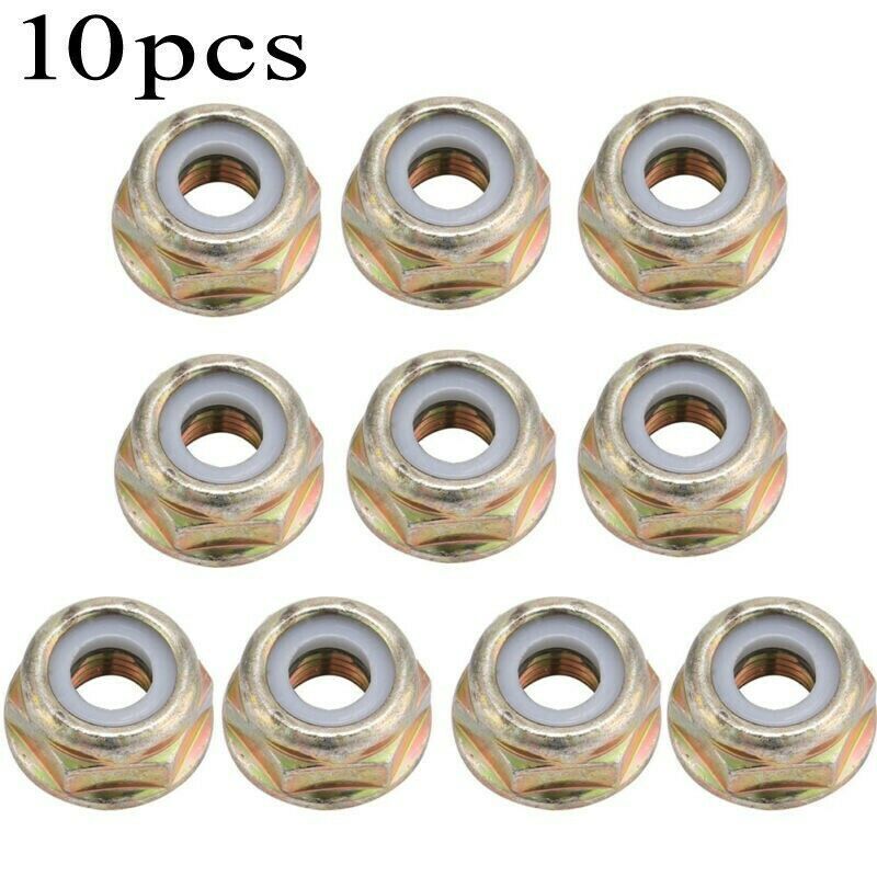 10Pcs M10x1.25 Left Hand Thread Locking Nut For Strimmer Brush Cutter Trimmer