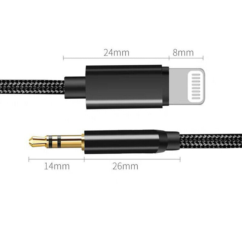 For iPhone to 3.5mm Aux Audio Adapter Cable Cord Jack iPhone 12 11 Pro 8 7 Plus