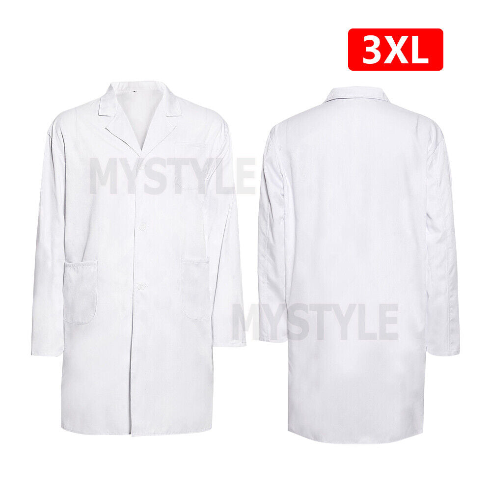 Scientist Long Sleeve Uniform White Lab Coat Men Women Medical Clinic Doctor-NEW