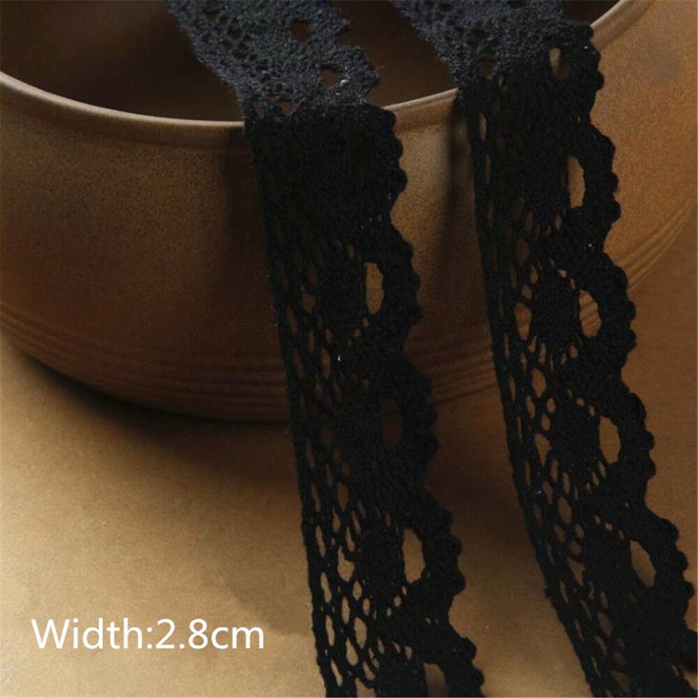 10M Cotton Crochet Embroidered Lace Edge Trim Ribbon Appliques Sewing DIY Craft