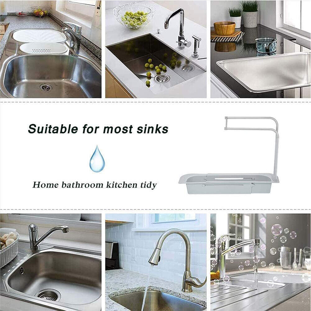 Telescopic Sink Rack Basket Expandable Storage Drain Holder Home Kitchen Sponge