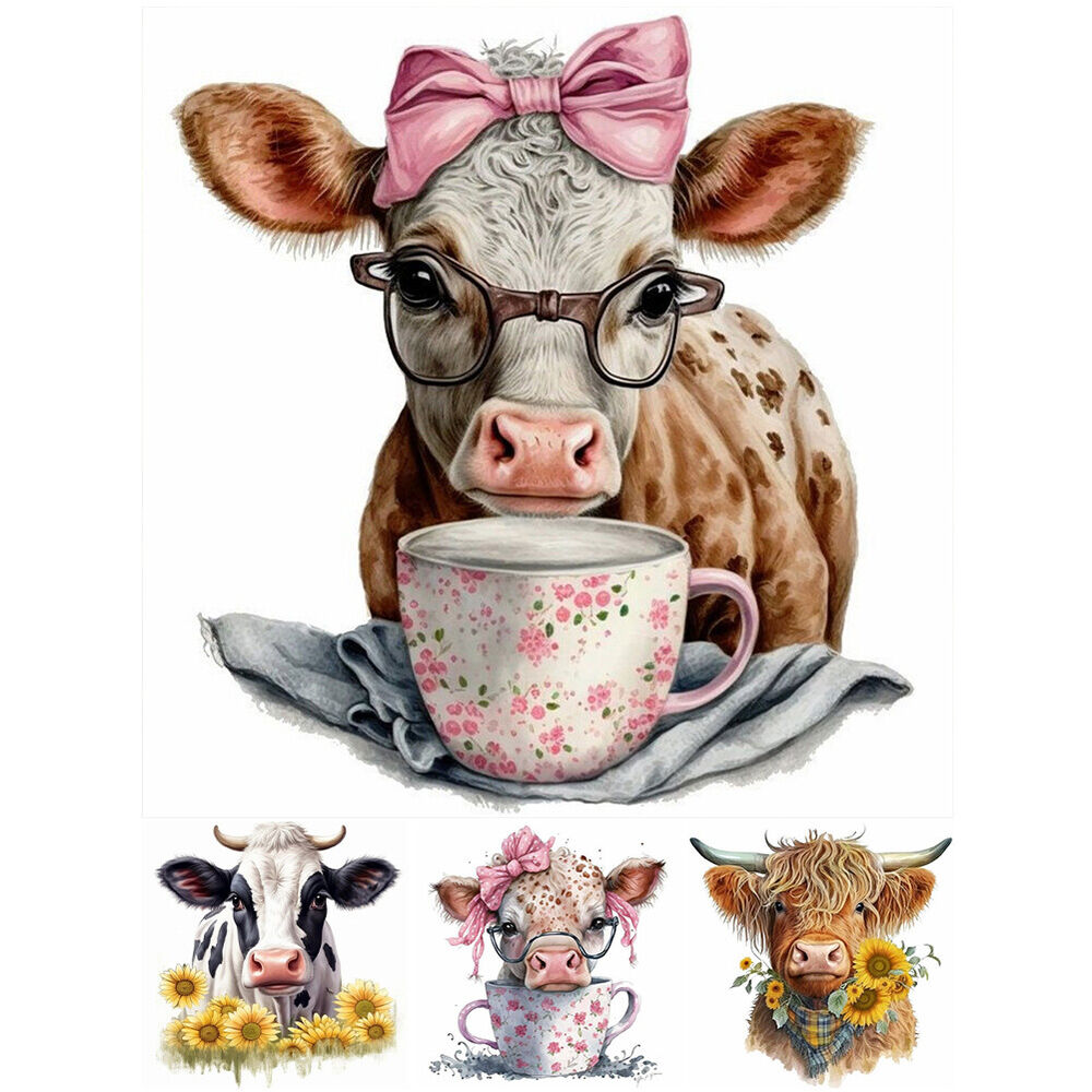 5D DIY Full Round Drill Diamond Painting Cow Animal Kit Home Decor Art Craft