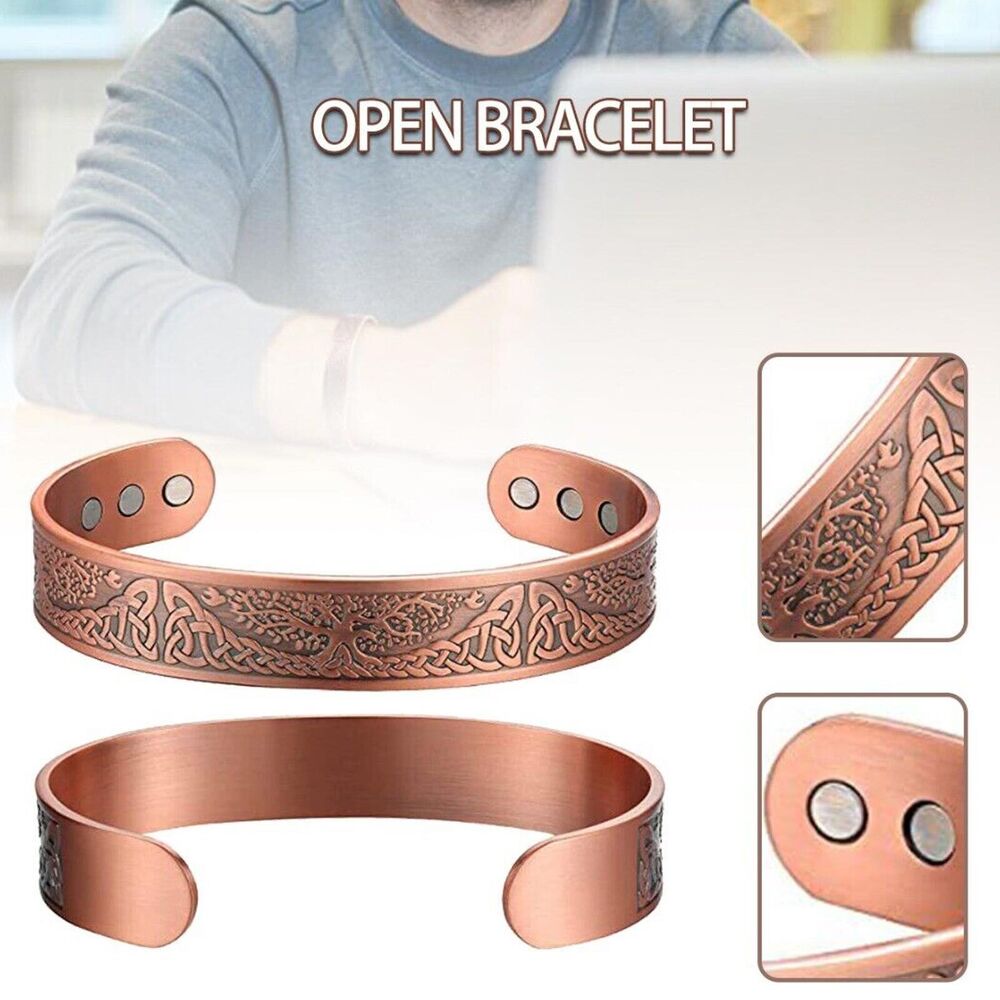 Pure Copper Magnetic Bracelet Arthritis Pain Relief Bangle Healing Therapy Gift