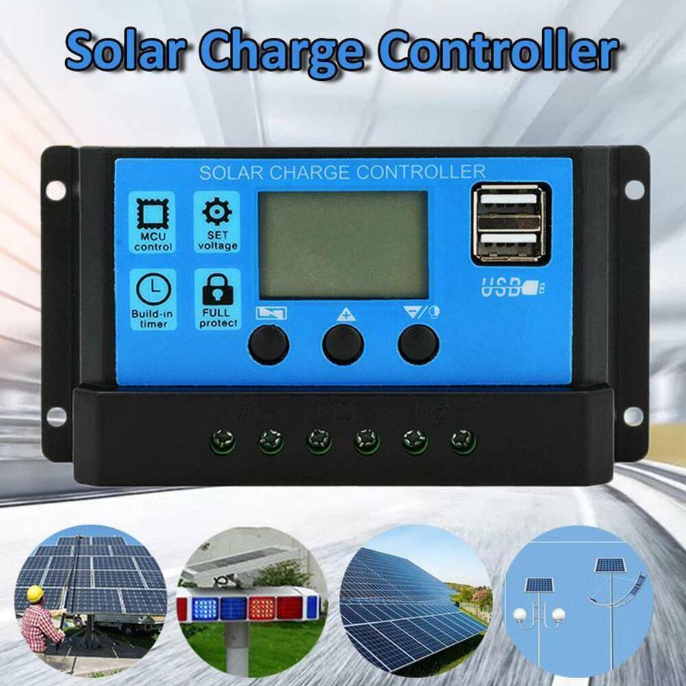 Solar Panel 10A 20A 30A Battery Charge Controller LCD Regulator USB 12V/24V J9D6