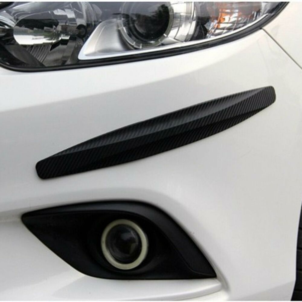 4PCS Car Carbon Fiber Anti-rub Unique Black Strip Bumper Corner Protector Guard