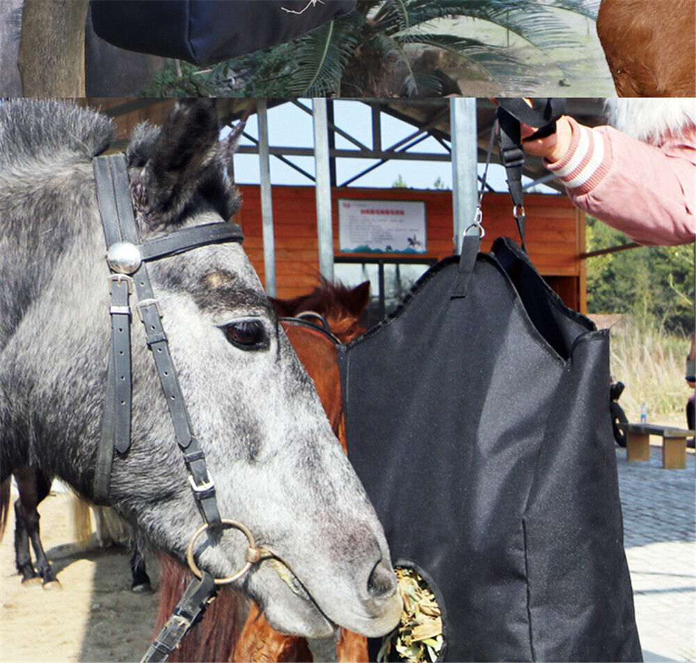 2x Horse Hay Feeder Bag Feeder Storage Bag Hanging Hay Feeder Bag Large Capacity