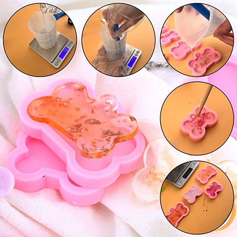 Silicone Bone Shape Resin Mold Dog Tag Keychain Resin Casting Mould DIY Craft