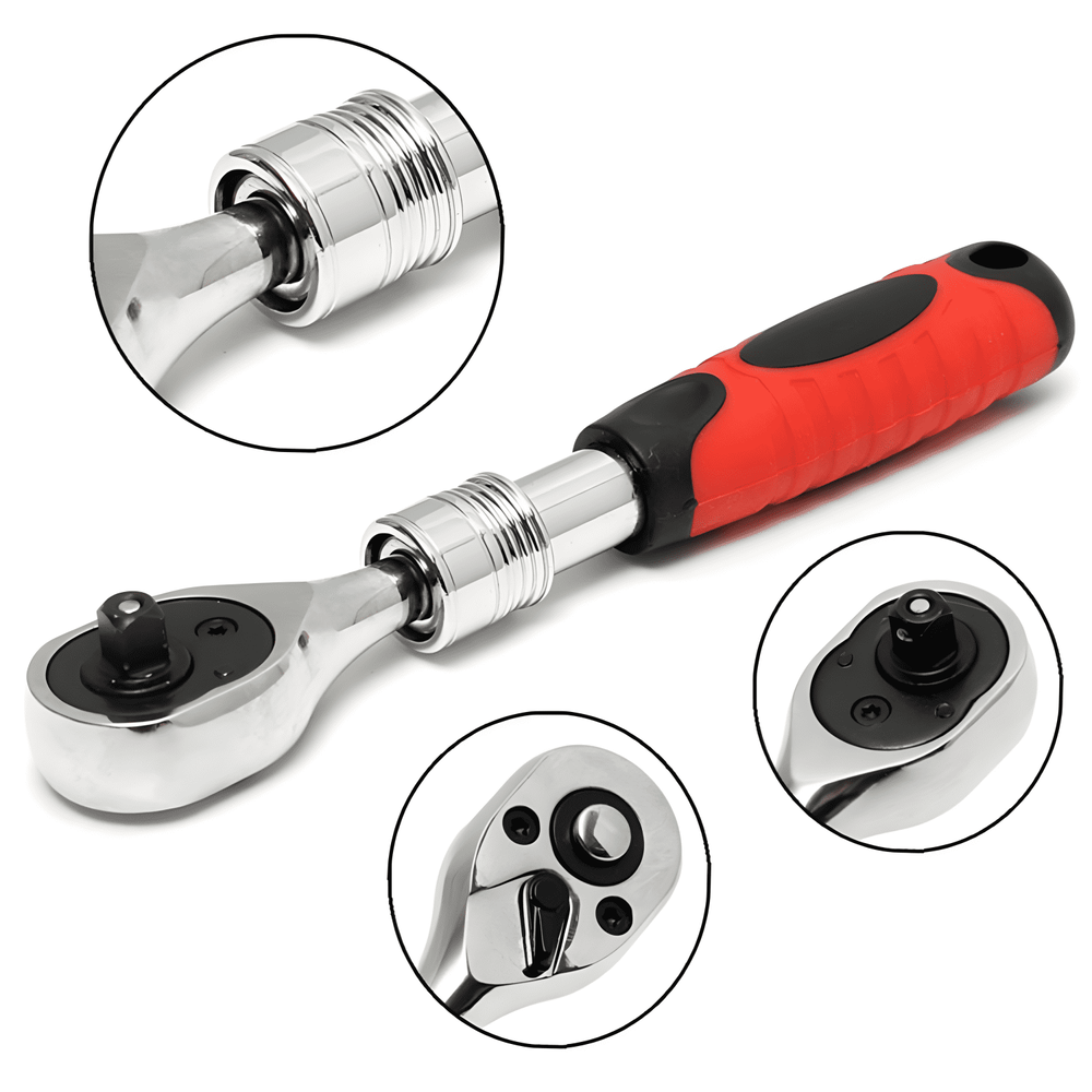 1/4" 3/8'' 1/2'' Flex Head Socket Ratchet Wrench Extendable Ratchet Auto Repair