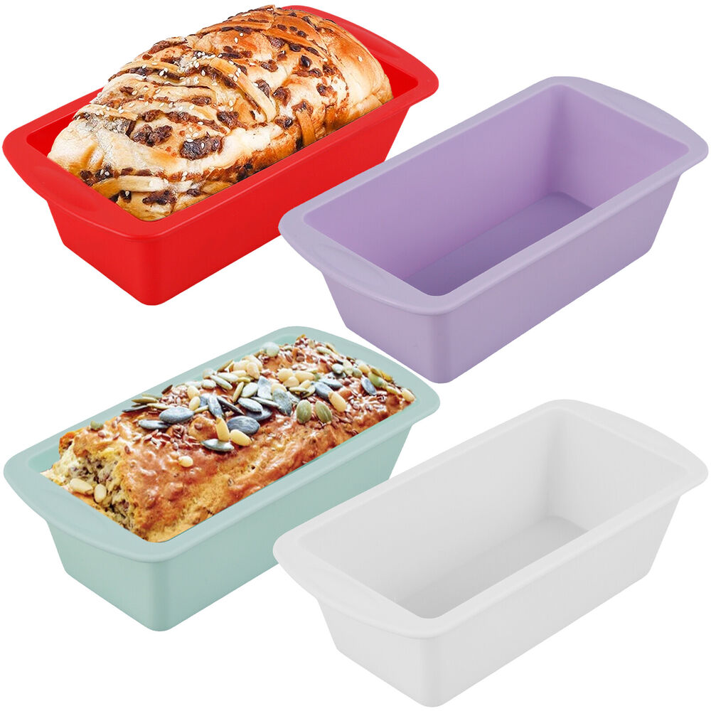 4Pcs Silicone Bread Loaf Pan Non Stick Loaf Baking Mold Heat Resistant