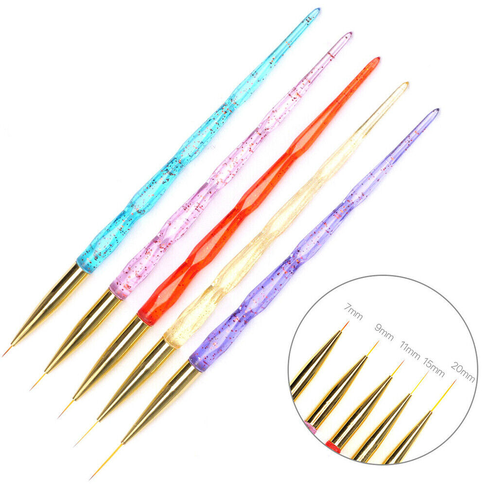 3/5Pc Acrylic Nail Art Liner Pen UV Gel Painting Drawing Brush Manicure Tool Kit