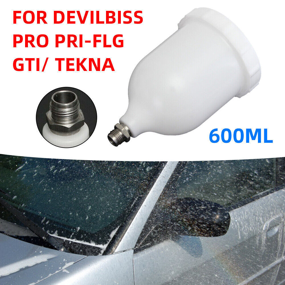 600ML Spray Gun Pot Paint Cup Replace For Devilbiss / TEKNA Pro Pri Spare Part