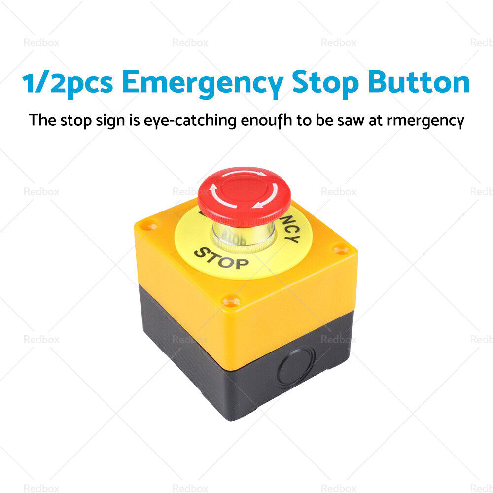 2x Emergency Stop Shut Off Push Buttons Switch 1NO + 1NC e-stop Push Button