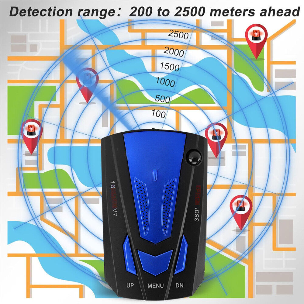 360° Radar Detectors Car Speed Laser GPS Voice Alert Camera Warning Speedometer