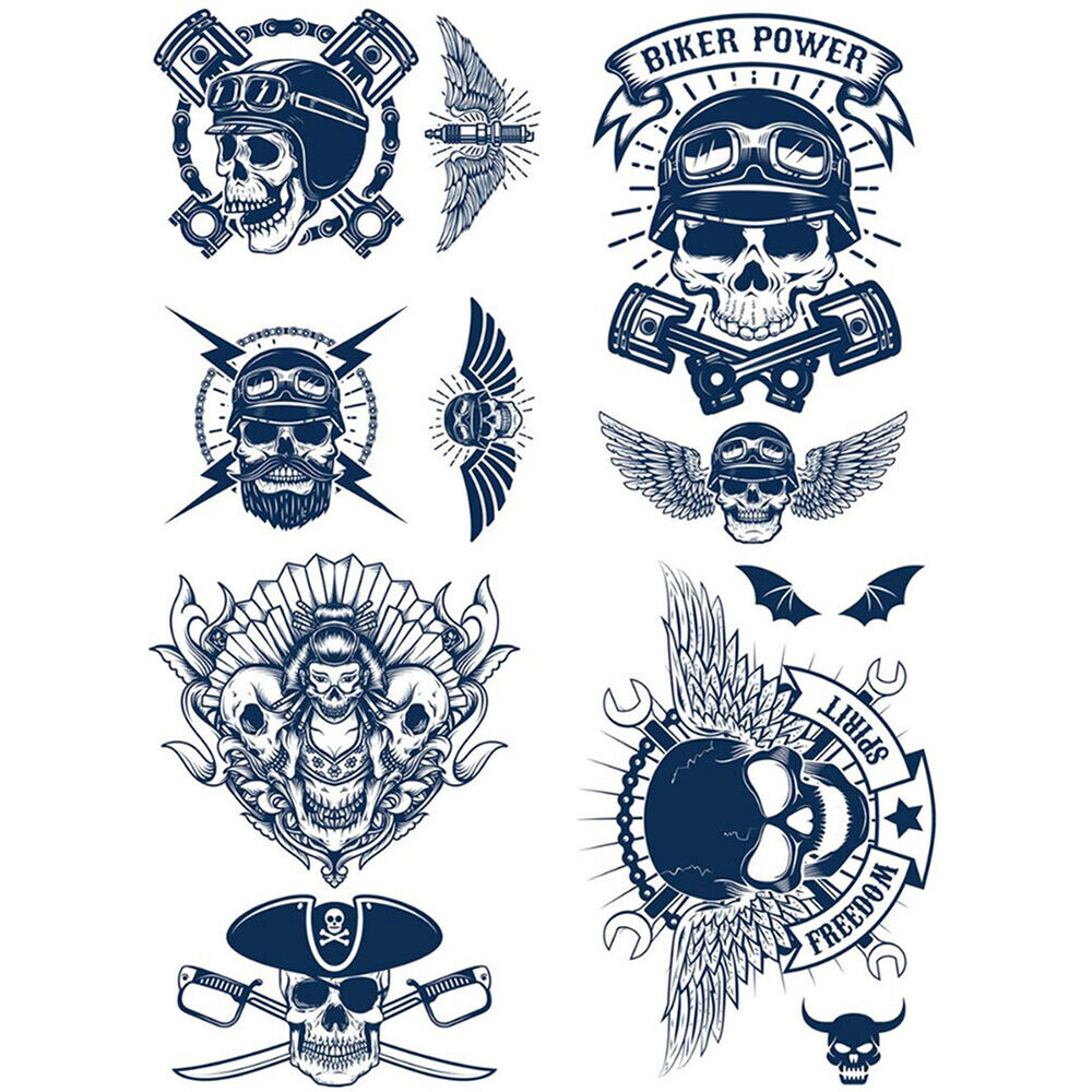 Semi-Permanent Tattoo Stickers Art Tatoo Sticker Skull Waterproof for Adults