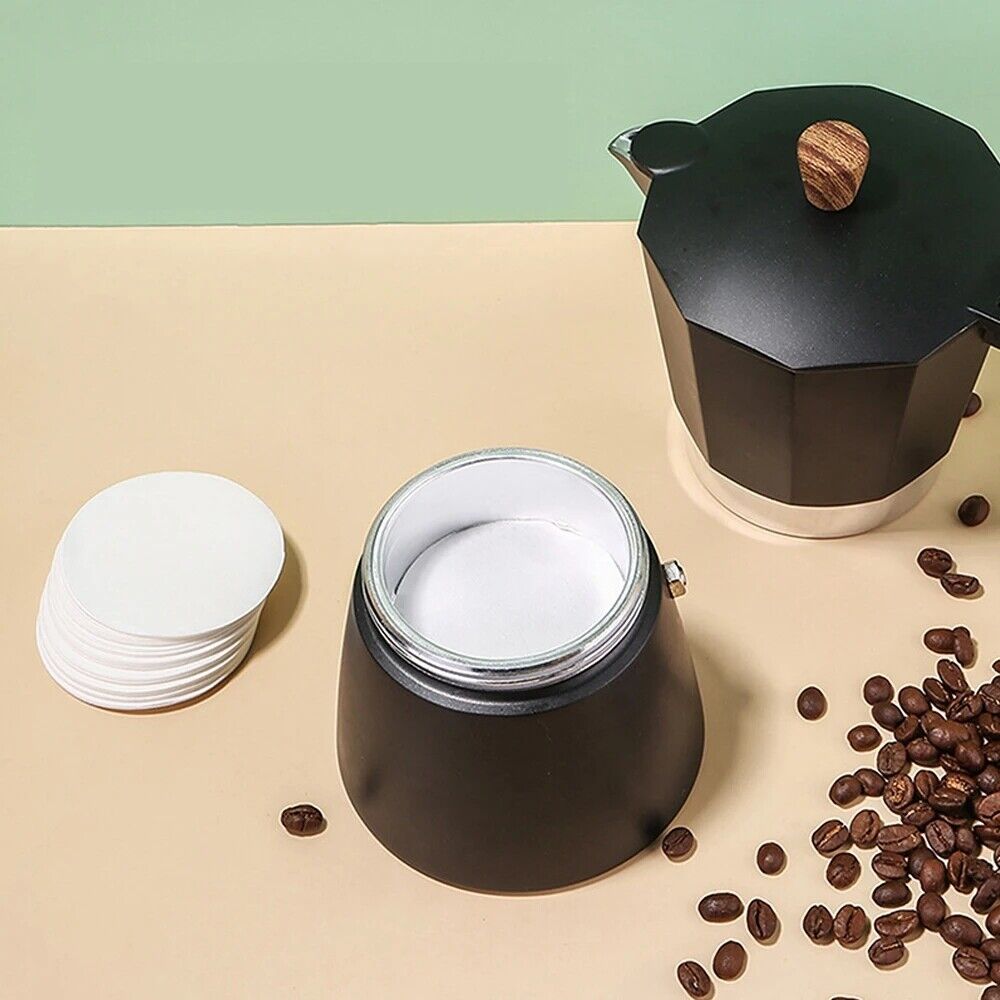 100x 51/53/58mm Coffee Machine Filter Paper Handle Powder Bowl Round Raw Wood