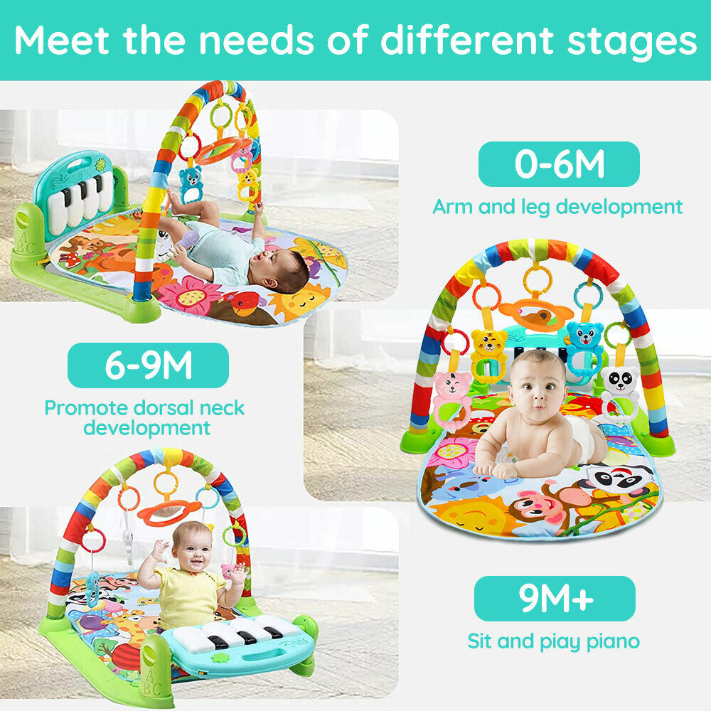 Baby Play Gym Infant Mats Rack Toy Activity Centre Floor Music Piano Soft Lights