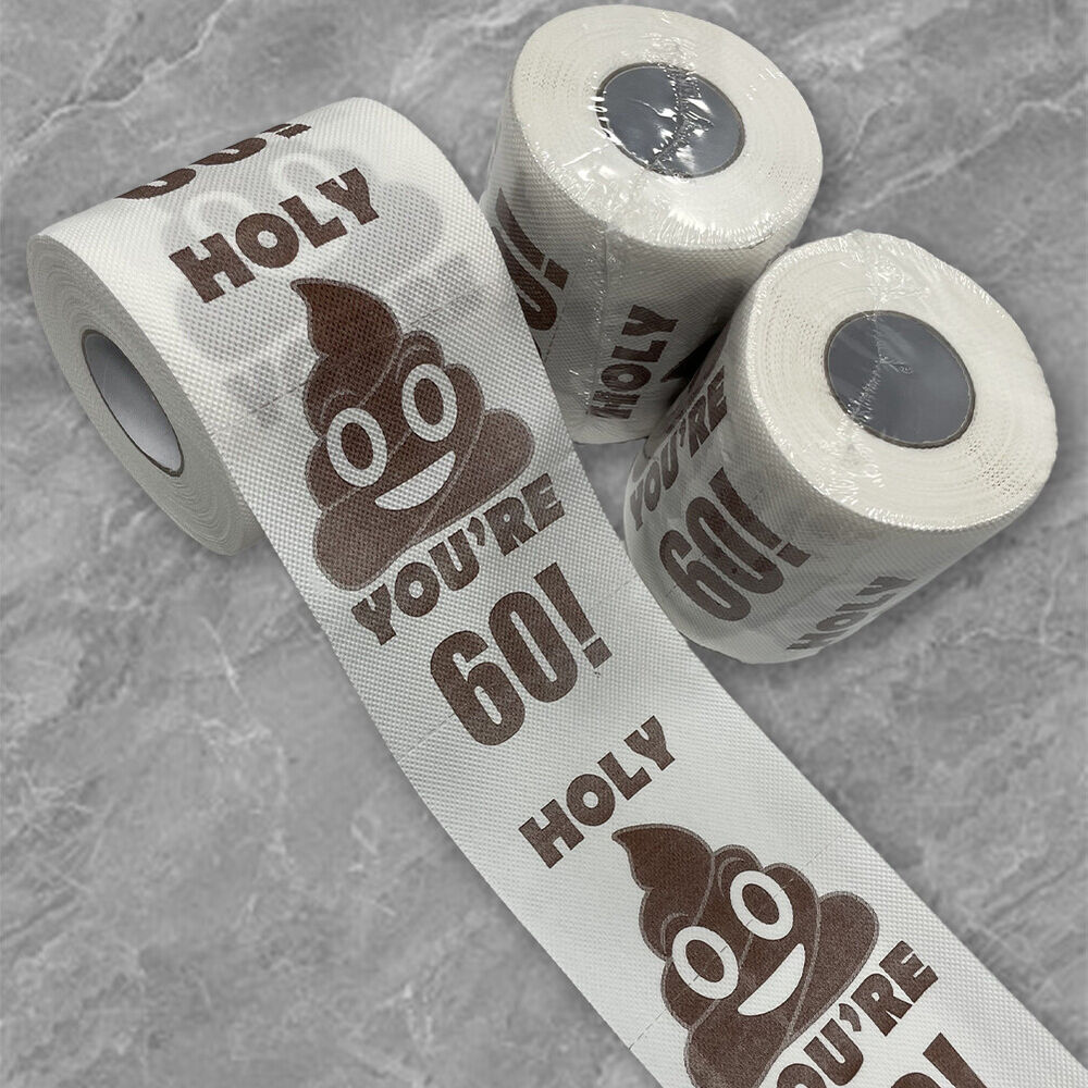 Funny Toilet Paper Roll Poop Printed Birthday Decoration 30th-60th Gifts Prank